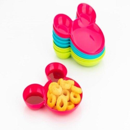 Multicolor Plastic Made Home Cum Kitchen Use Micky Snacks Plate