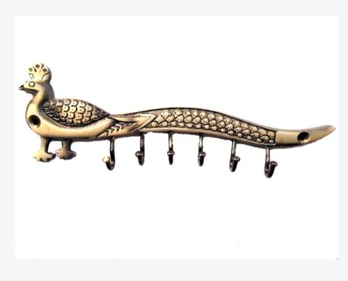 Brown Peacock Shape Brass Key Holder