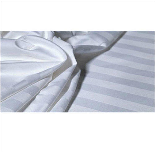 White 100% Cotton Satin Stripe Fabric