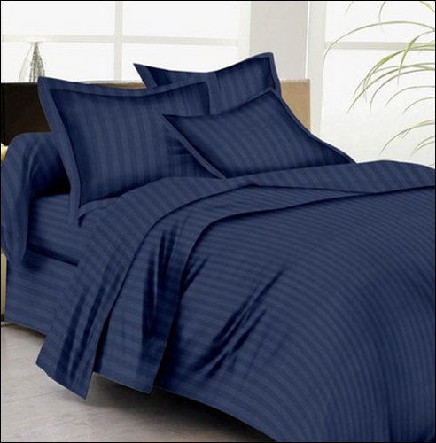 Washable Blue Cotton Satin Stripe Duvet Cover