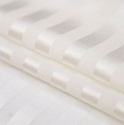 Smooth Cotton White Satin Stripe Fabric