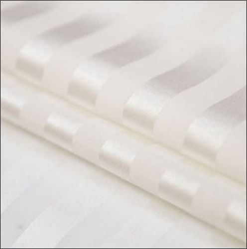 Impeccable Finish White Satin Stripe Fabric