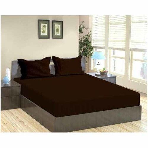 Satin Stripe Dyed Brown Bed Sheet