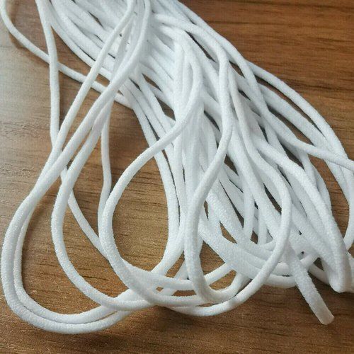 Plain 5 Mm Width White Color Round Shaped Face Mask Nylon Elastic Band