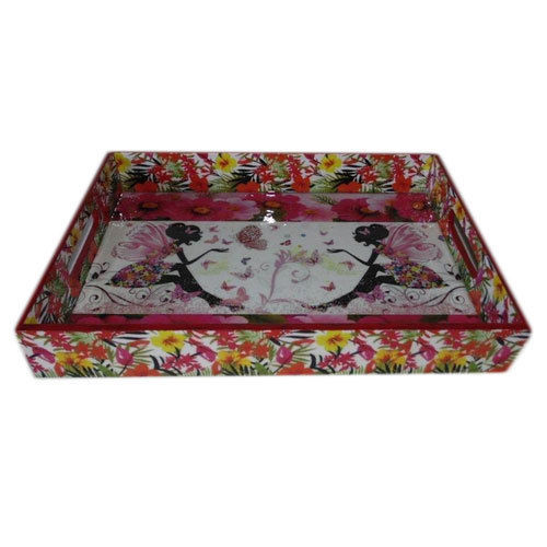 Multicolor Rectangular Painted Serving Trays