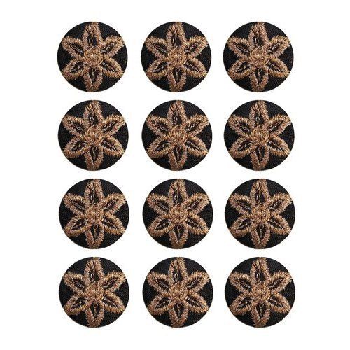 Brown Color Round Shaped Design Pattern Embroidered Suit Button 