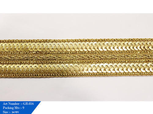 Dry Clean Sequence Lace - Silk, 0.5-2 Inch Width, 9 Meter Length | Multi Color, Embroidered, One Sided
