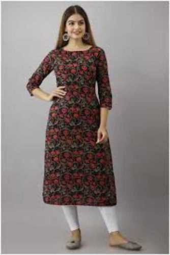 Round Neck Ladies Cotton Kurti