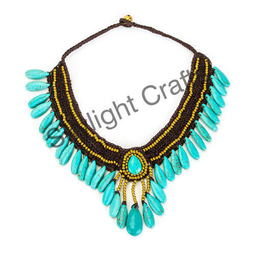 Multicolor Handmade Blue Resin Ladies Necklace