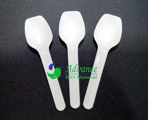 White Disposable Compostable Ice Cream Spoon