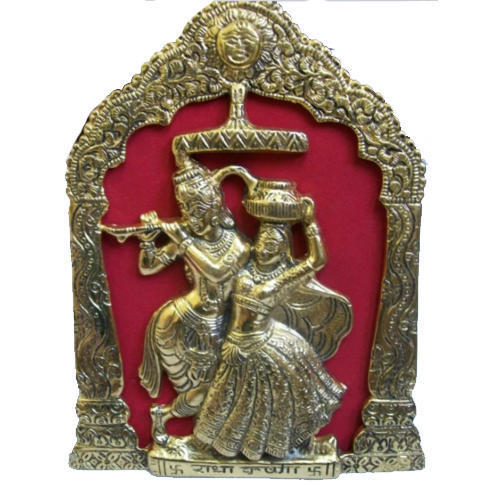 Polished Aluminum Radha Krishna Statue