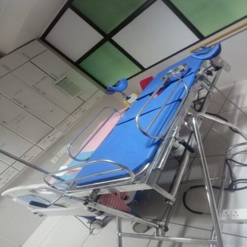 Polished Type Manual Stainless Steel Made Durable Hospital Plain Bed With Side Rails
