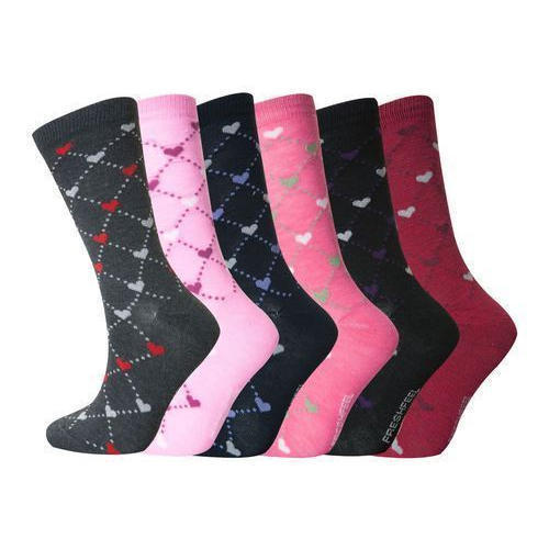 Printed Below Knee Cotton Socks For Ladies, Relaxed, Good Quality, Attractive Look, Skin Friendly, Soft Texture, Comfortable To Wear, Breathable Fabric Age Group: Adults