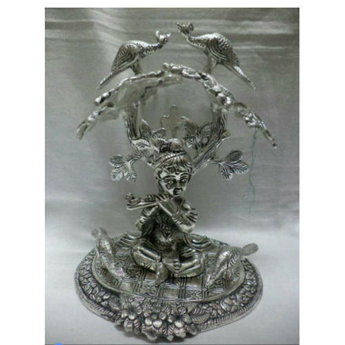 Silver Color Aluminium Krishna Statue