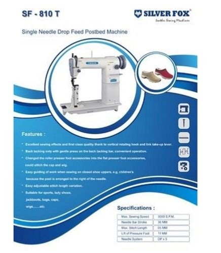 White Single Needle Drop Feed Postbed Sewing Machine