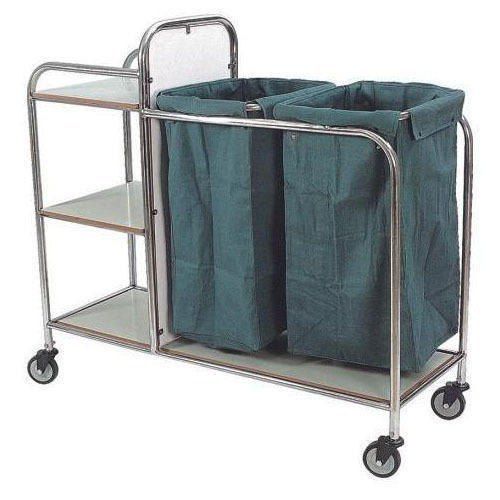 Durable 4 Inch Wheel Sizes Mild Steel With Curtain Soiled Linen Trolley 