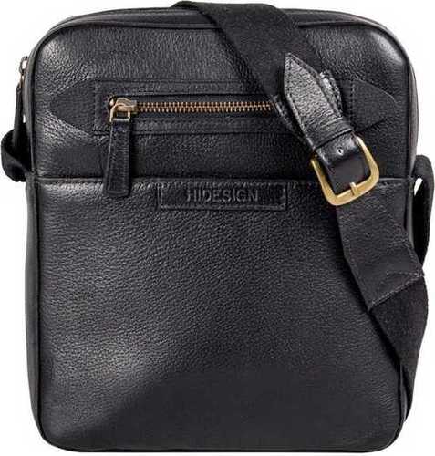 Black Plain Design Men Messenger Bag