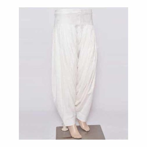 Indian Ladies Full Stitched Plain Pure White Patiala Salwar