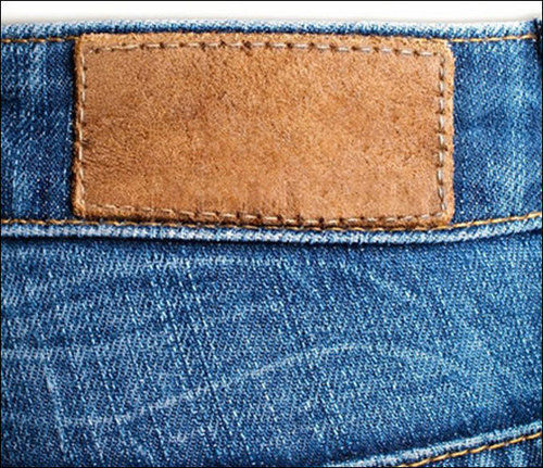 Brown Rectangle Plain Jeans Label