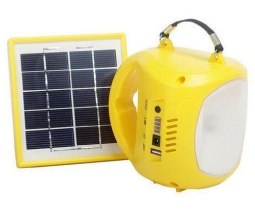 Yellow Solar Led Home Light With Fan