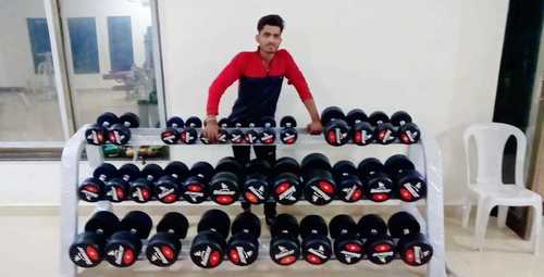 Black Round Rubber Dumbbells