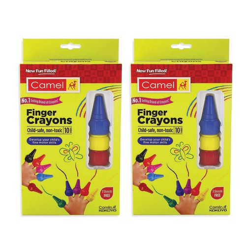 Non Toxic Camel Finger Grip Crayons 10 Shades (Pack Of 2)