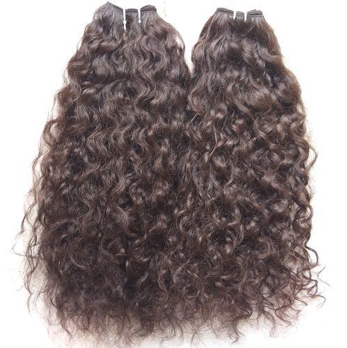 Virgin Indian Remy Hair Extensions - 100% Unprocessed Natural Curly Weft, Natural Black and Brown Colors, Length 10 to 30 Inches, 100 Grams per Bundle