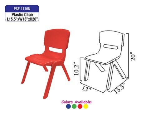 Red Kids Kindergarten Play School Moulded Plastic Chair Dimension(L*W*H): 15.5X13X20 Inch (In)