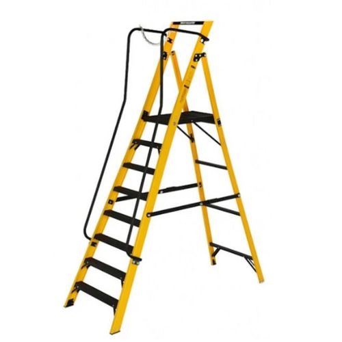 Shockproof Folding Portable Non Conductive 8 Tread Fiberglass Frp Platform Ladder