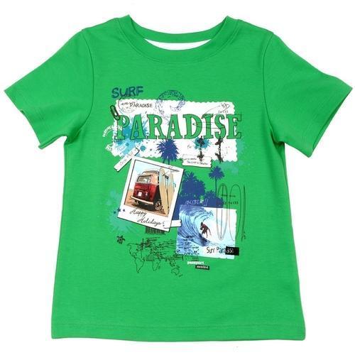 Green Cotton Printed T Shirt For Kids, Half Sleeves, Round Neck, High Quality, Attractive Design, Contemporary Look, Soft Texture, Skin Friendly, Comfortable To Wear, High On Style, Well Stitched Age Group: 5-7 Year