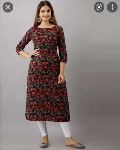 Ladies Soft Cotton Printed 3/4th Sleeves Kurti