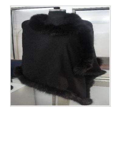 Designer Ladies Black Color Fur Shawls