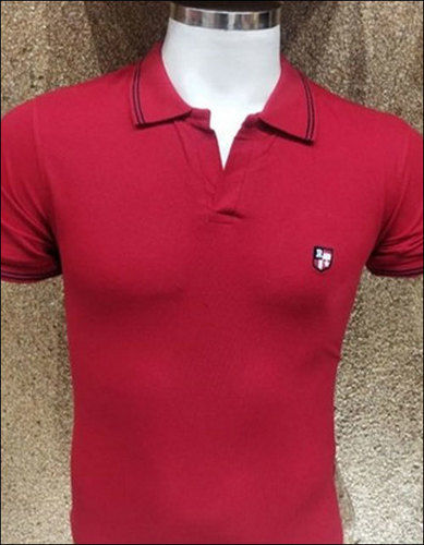  पुरुषों की लाल सादा सूती टी-शर्ट