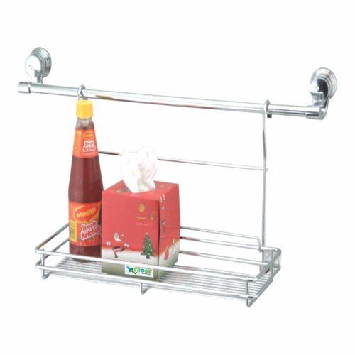 Polished Finish Stainless Steel Kitchen Hanging Single Rack Use: Home