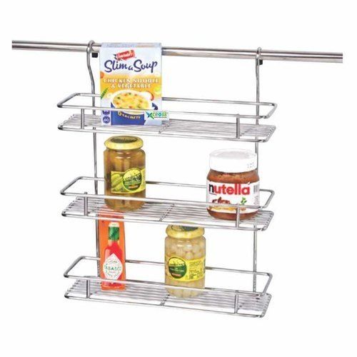 Polished Finish Stainless Steel Kitchen Hanging Triple Rack