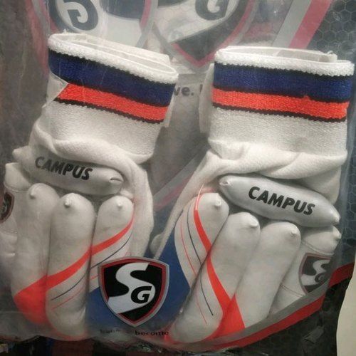 Campus Cricket Batting Gloves - Medium/Heavy Duty, Breathable, Unisex Sizes S/M/L, White Color, Ideal for Adults