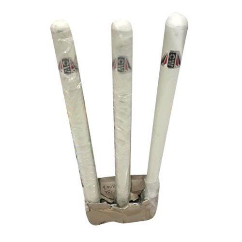 CW Wooden Spring Cricket Stump - Medium Duty, 3 Wickets & 1 Base Set, Longer Utility Life, White Finish