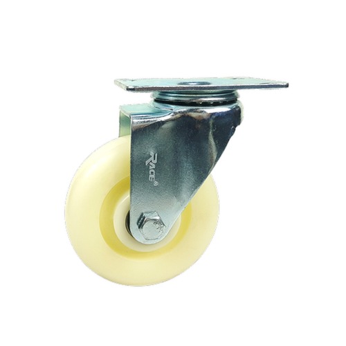 Polypropylene Trolley Caster Wheel - 75 mm Size, Cream White Color, 80-100 kg Load Capacity, Double Ball Bearing Design for Enhanced Performance, Abrasion Resistant