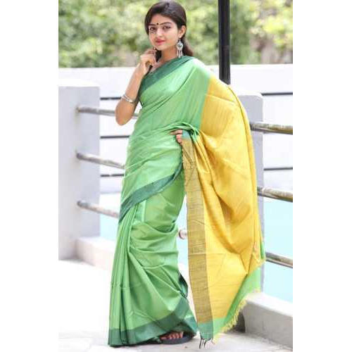 Winter Green Linen Plain Saree For Ladies With Blouse Piece, Finest  Quality, Innovative Design, Trendy Look, Soft Texture, Skin Friendly,  Comfortable To Wear, Well Stitched, Saree Length : 6.3 Meter at Best
