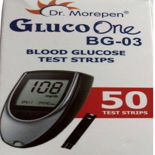  प्लास्टिक डॉ मोरपेन ग्लूको वन बीजी- 03 50 स्ट्रिप्स ब्लड ग्लूकोज टेस्ट स्ट्रिप, 20 एमआईयू/एमएल 