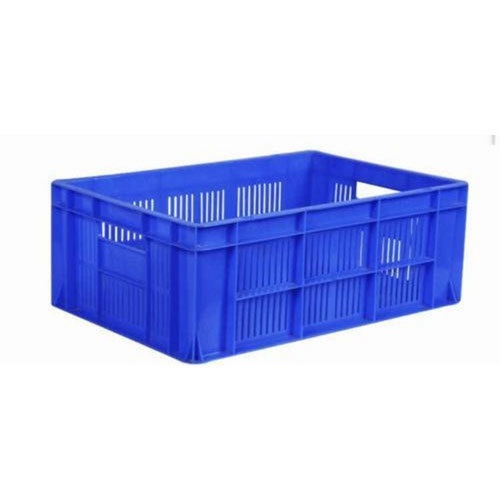 Unbreakable Blue Mesh Plastic Fruit Vegetable Crates - HDPE Material, 600 x 400 x 220 mm Size | Food Grade Safe, Rectangular, Crack Resistant, Easy to Use