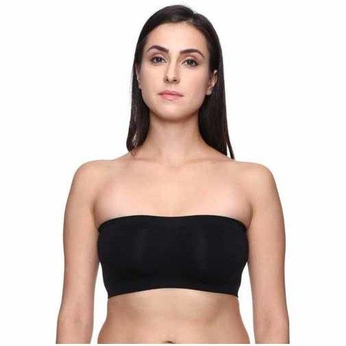 Cotton Ladies Plain Black Non Padded Tube Bra