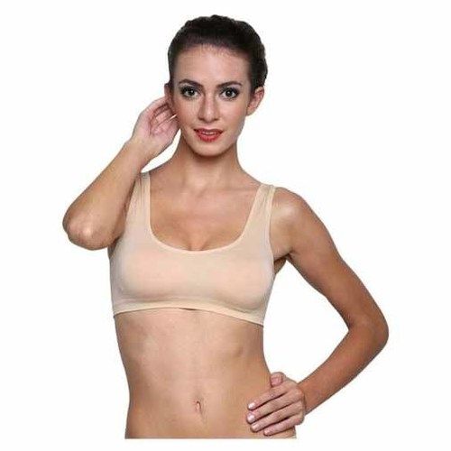 Ladies Plain Skin Colour Cotton Sports Air Bra