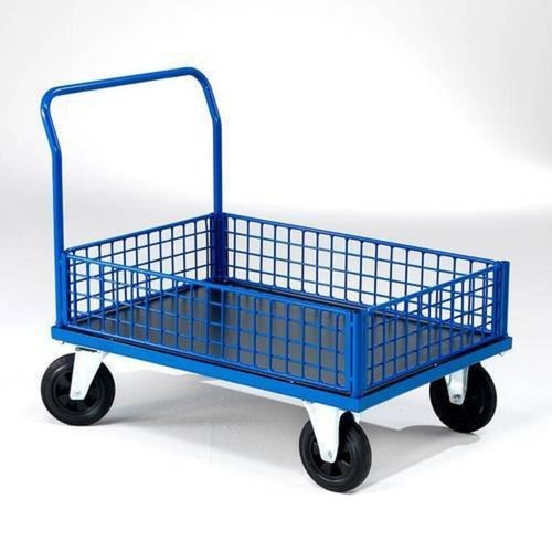 Portable Steel Trolley - Heavy Duty, 100% Portable | Powder Coated Finish, Durable Blue Material Handling Solution with Easy Loading & Unloading