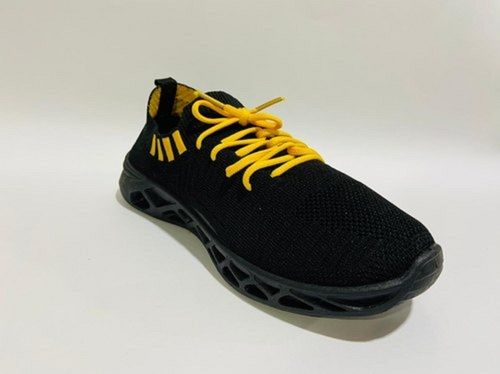Mens Lace Fastening Black Casual Sneaker Shoes
