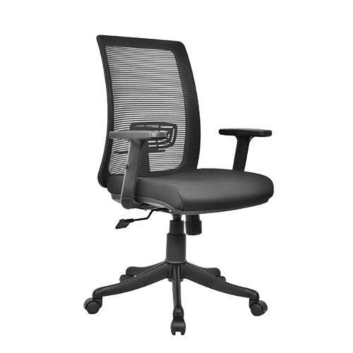 Mesh Back Revolving Office Chair - Medium Height, Fixed Armrests, Black Plastic Base | Durable, Lightweight, Easy to Clean, 5 Wheels