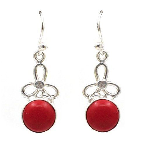 Natural Red Colored Coral Earrings Gender: Women