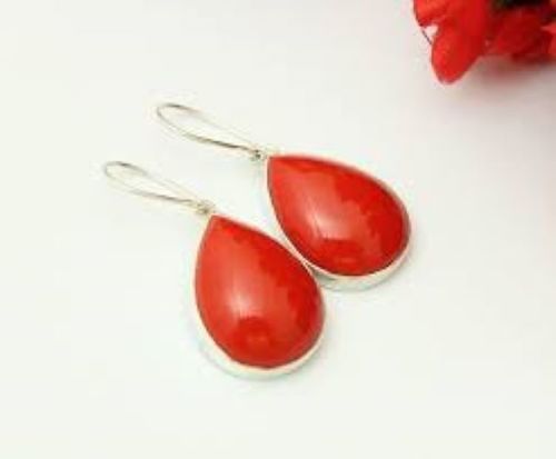 Natural Red Colored Coral Earrings Gender: Women