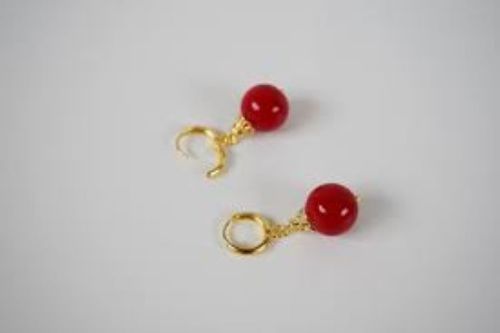 Natural Red Colored Coral Earrings