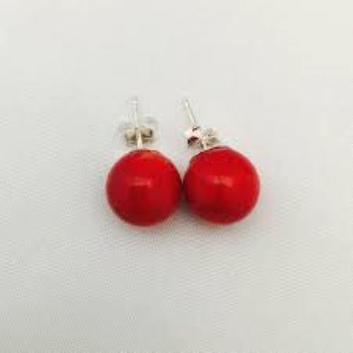 Natural Red Colored Coral Earrings Gender: Women